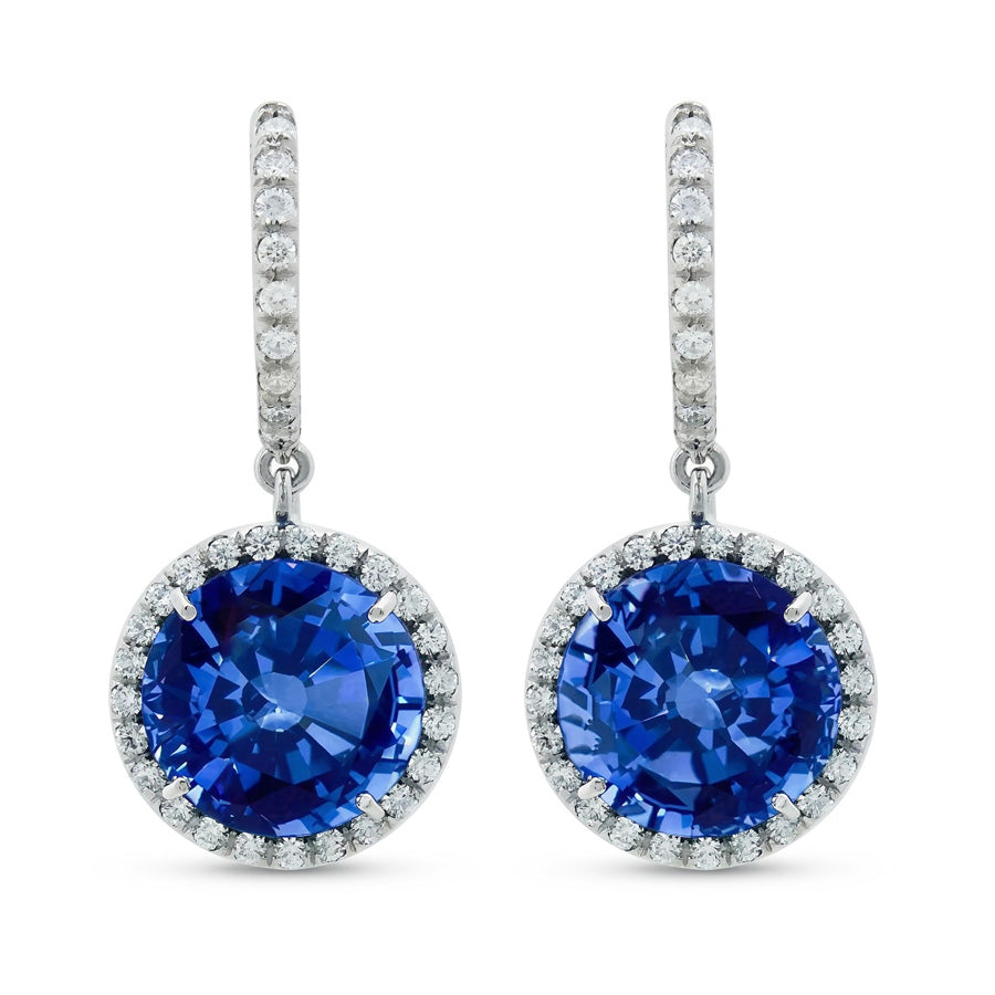 6.50 Karat Smaragd und Aus der Erde Abgebauter Natürlicher Diamant Ohrringe Weißgold 14K