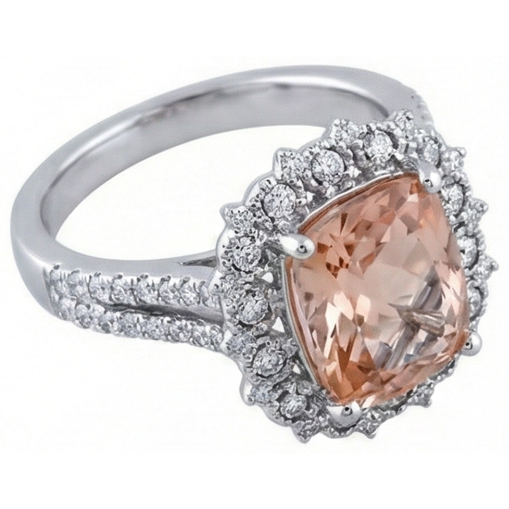 echter round morganit 6.50Karat ring Detailansicht