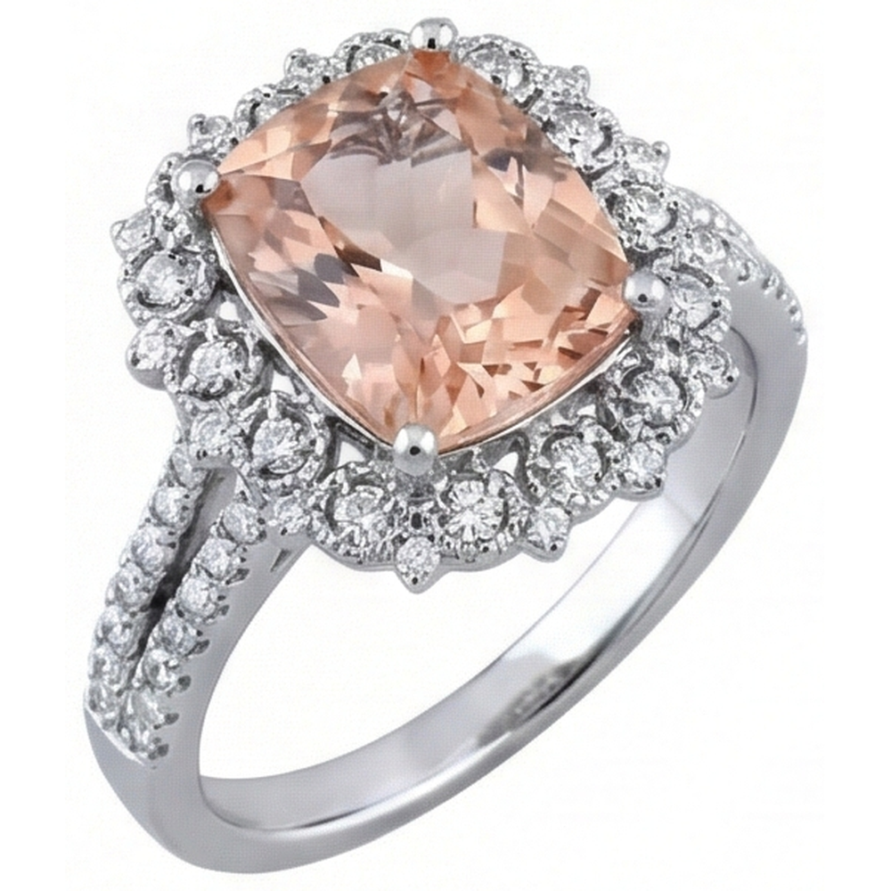 echter round morganit 6.50Karat ring Draufsicht