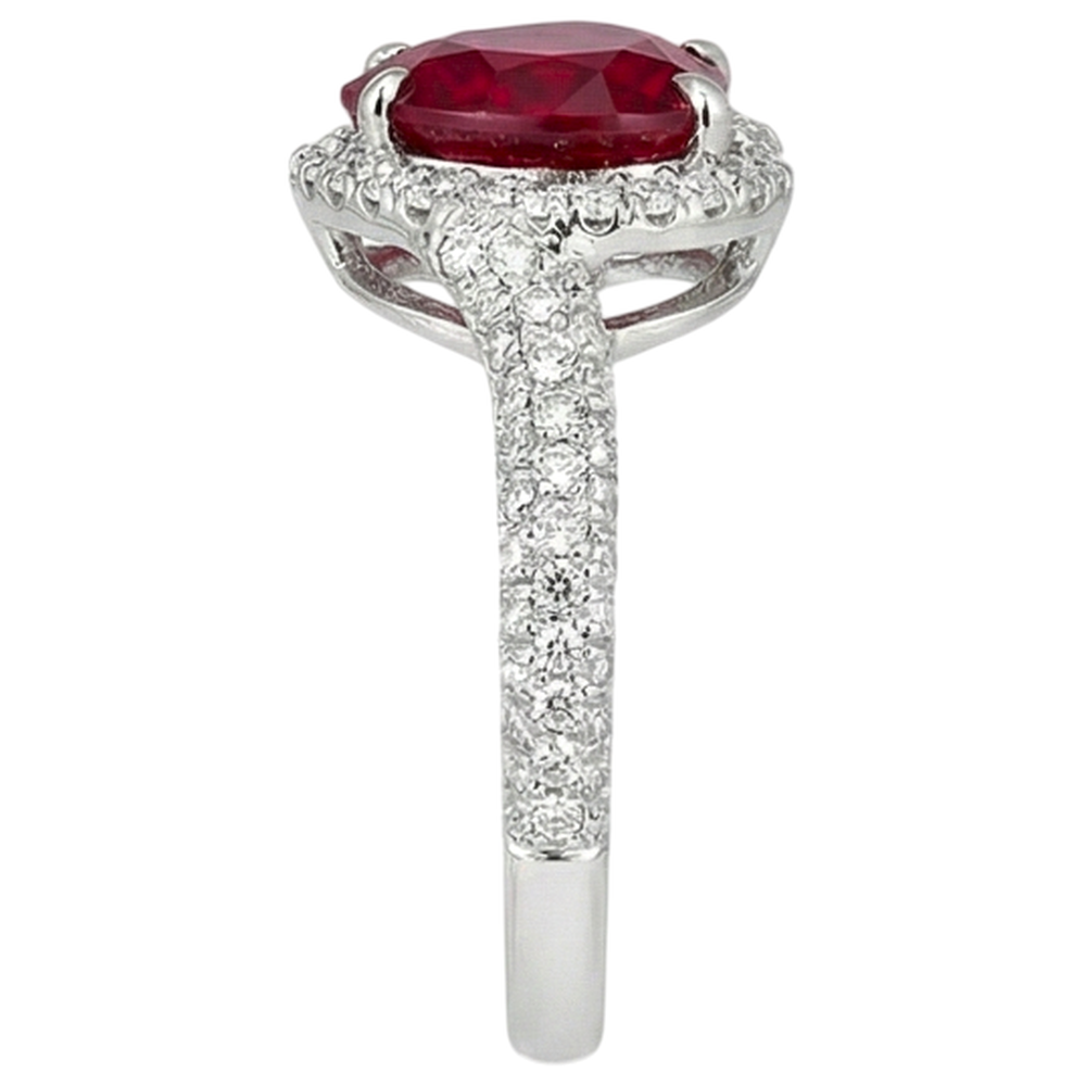 6.75 ct roter Rubin in Herzform mit Aus der Erde Abgebauter Natürlicher Diamantring Gold 14K