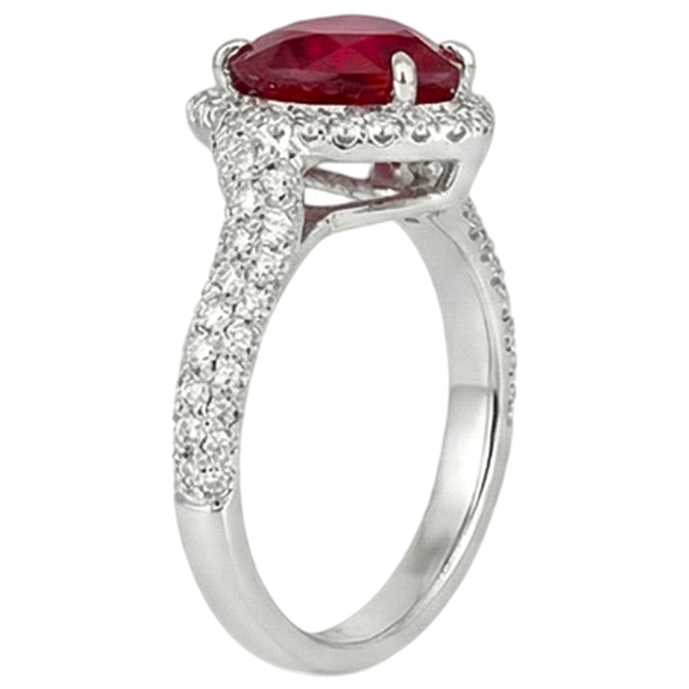 6.75 ct roter Rubin in Herzform mit Aus der Erde Abgebauter Natürlicher Diamantring Gold 14K