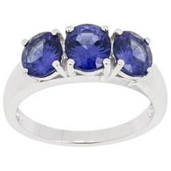 6 Karat Blauer Tansanit Ring Weißgold 3 Stein Edelsteine Neu