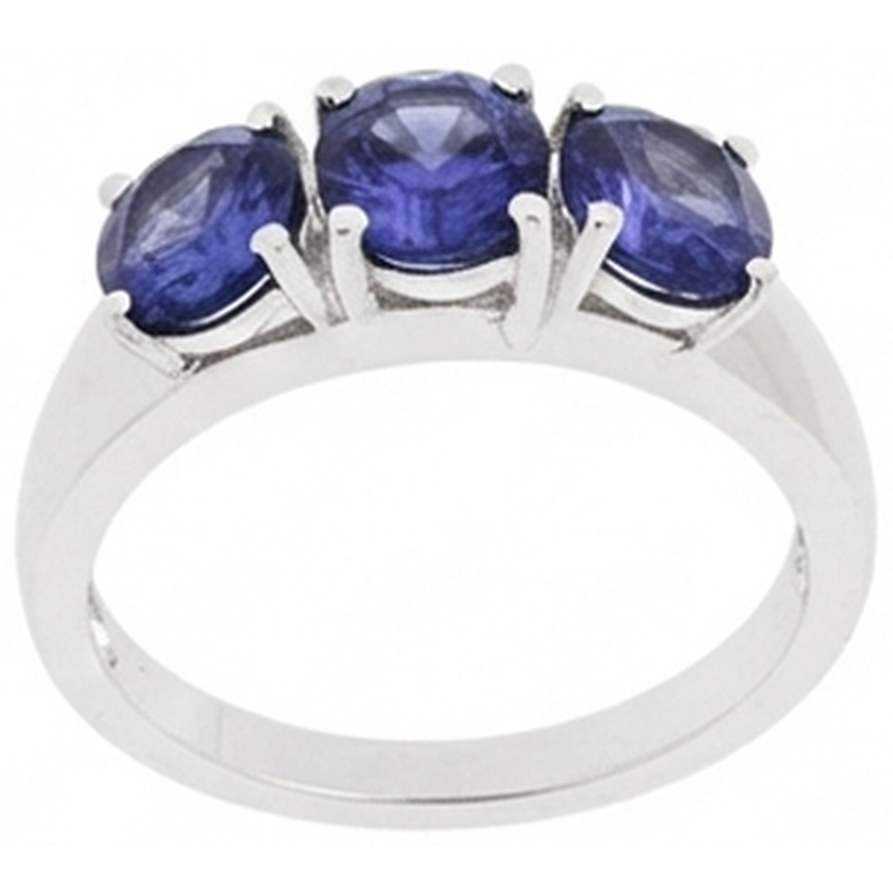 6 Karat Blauer Tansanit Ring Weißgold 3 Stein Edelsteine Neu