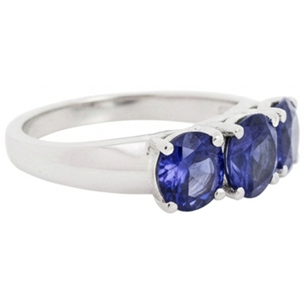 6 Karat Blauer Tansanit Ring Weißgold 3 Stein Edelsteine Neu