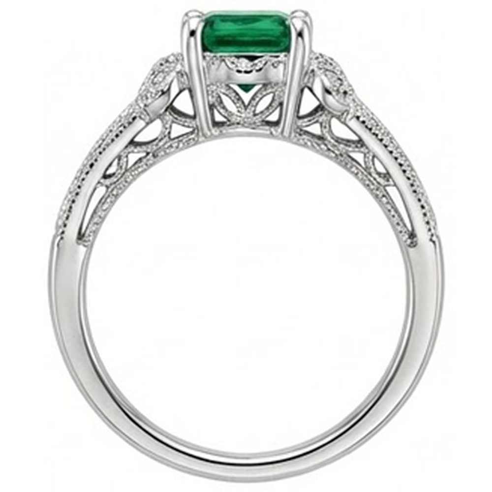 6 Karat Grün Smaragd-Aus der Erde Abgebauter Natürlicher Diamant-Ring im Princess-Schliff Weißgold Feiner Schmuck
