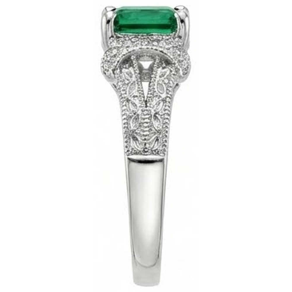 6 Karat Grün Smaragd-Aus der Erde Abgebauter Natürlicher Diamant-Ring im Princess-Schliff Weißgold Feiner Schmuck