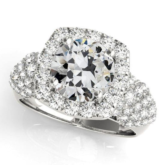 6 Karat Halo Ring Altschliff Echt Diamant Mehrreihige Akzente Schmuck