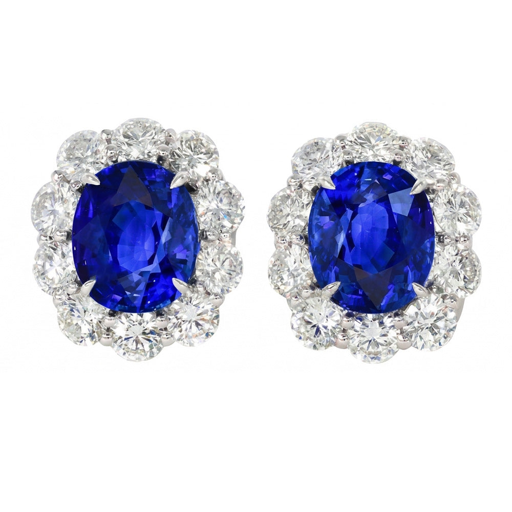 echter oval saphir 6Karat ohrring Vorderansicht