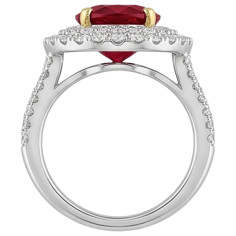 6 Karat Roter Rubin Mit Aus der Erde Abgebauter Natürlicher Diamanten Ring Krappenset Gold 14K