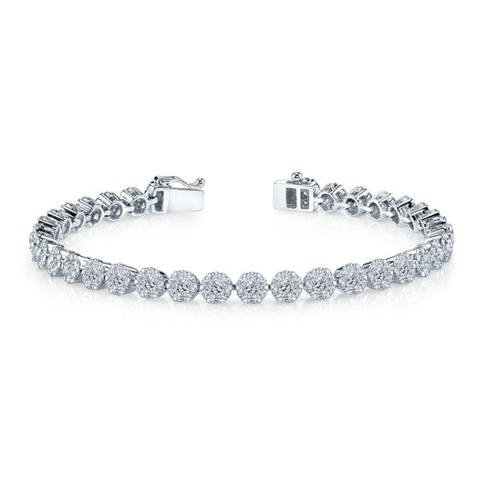 6 Karat Rund Brillantschliff Echt Diamanten Damenarmband WG 14K