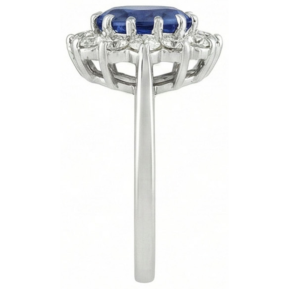 6 Karat Sri Lanka Blauer Saphir Aus der Erde Abgebauter Natürlicher Diamanten Ring 14K Weißgold