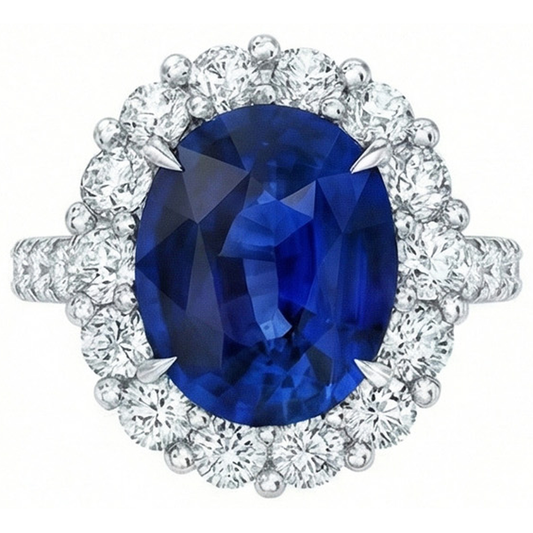 6 Karat Sri Lanka Saphir Aus der Erde Abgebauter Natürlicher Diamant Edelstein Ring Weißgold 14K