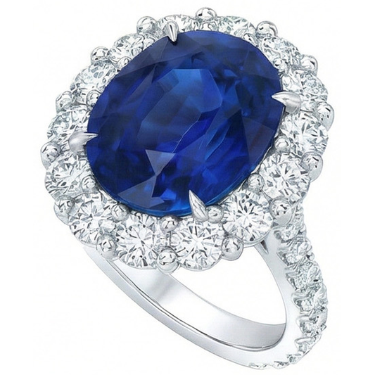 6 Karat Sri Lanka Saphir Aus der Erde Abgebauter Natürlicher Diamant Edelstein Ring Weißgold 14K