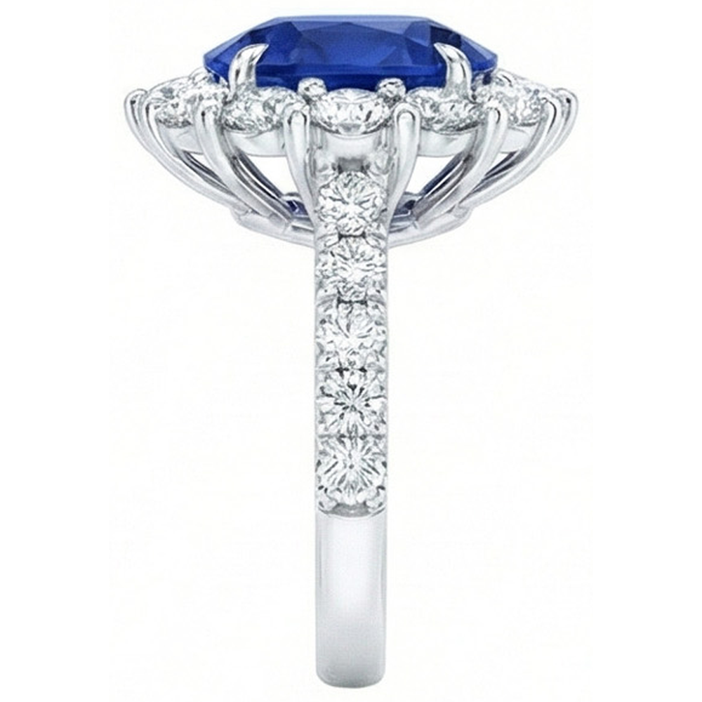 6 Karat Sri Lanka Saphir Aus der Erde Abgebauter Natürlicher Diamant Edelstein Ring Weißgold 14K
