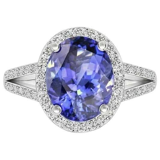 echter oval tansanit 5.50Karat ring Seitenansicht