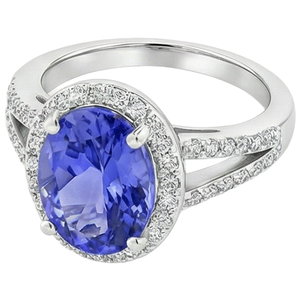 echter oval tansanit 5.50Karat ring Draufsicht