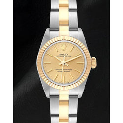 67193 Rolex Oyster Perpetual Damenuhr mit champagnerfarbenem Zifferblatt