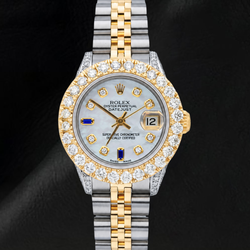 69173 Rolex Datejust 26 mm Diamantzifferblatt mit blauem Saphir Bicolor-Uhr