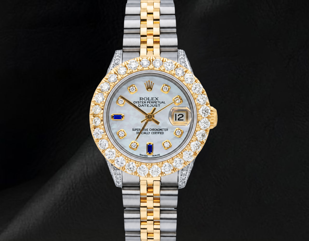 69173 Rolex Datejust 26 mm Diamantzifferblatt mit blauem Saphir Bicolor-Uhr