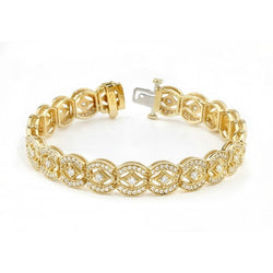 6.05 Karat Echt Aus der Erde Abgebauter Natürlicher Diamant Vintage Look Aus der Erde Abgebauter Natürlicher Diamant Tennisarmband Gelbgold