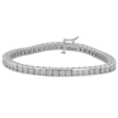 6.05 Karat Sparkling Runden Cut Natürliche Diamants Channel Set Armband WG 14K