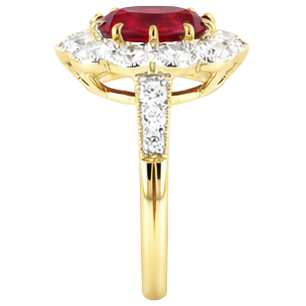 6,25 Karat Krappenbesatz Rubin und Aus der Erde Abgebauter Natürlicher Diamanten Jubiläumsring