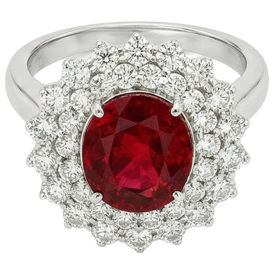 echter oval rubin 4.50Karat ring Vorderansicht