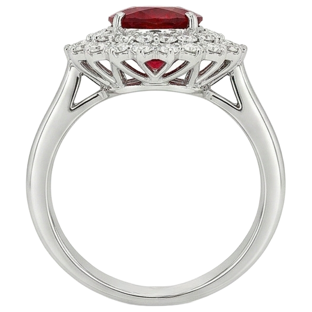 echter oval rubin 4.50Karat ring auf Weiß