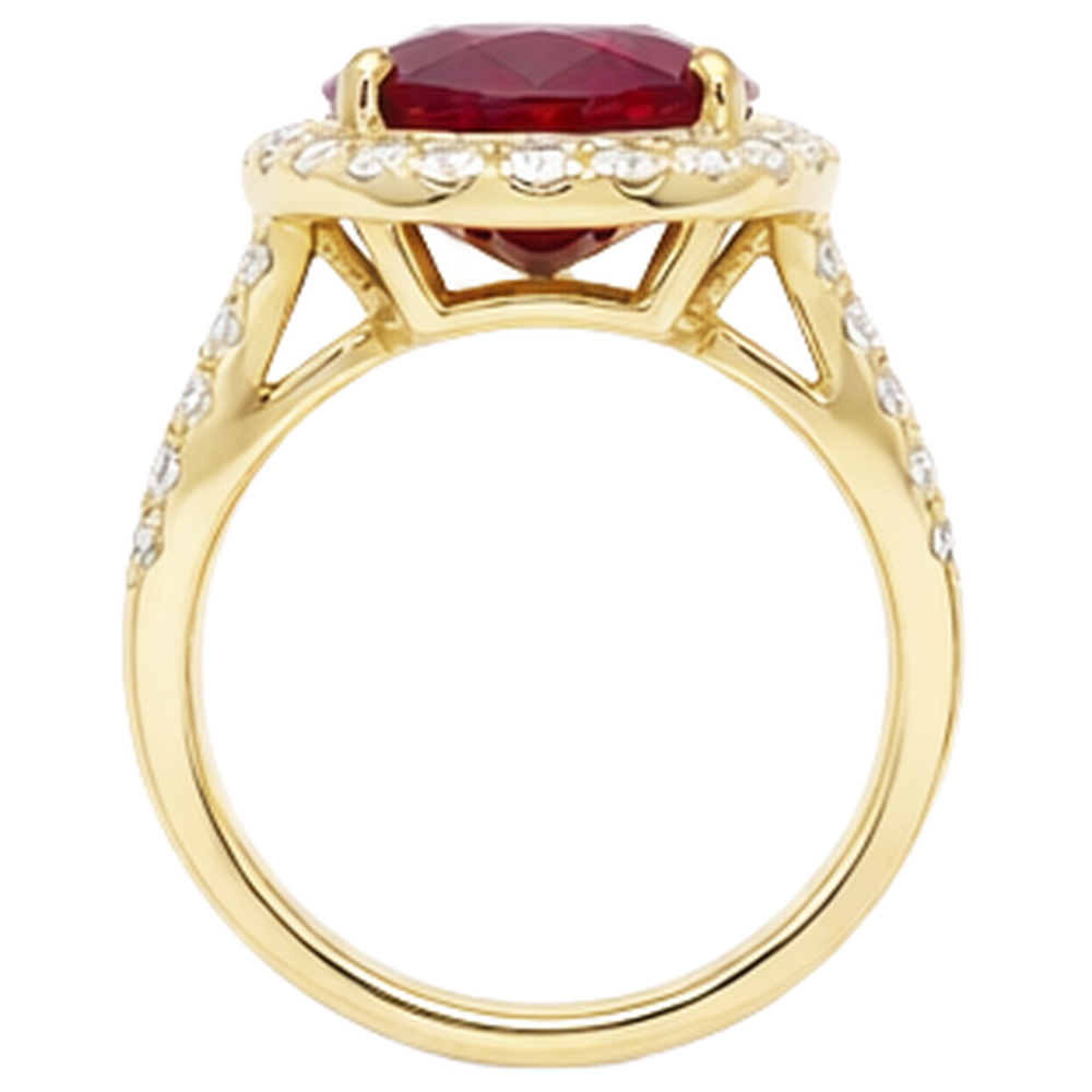 6,50 Karat Rubin und Aus der Erde Abgebauter Natürlicher Diamant Ring Edelschmuck 14K Gelbgold