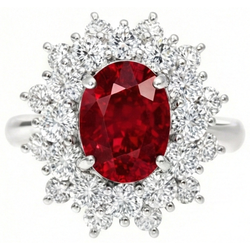 6,50 ct natürlicher roter Rubin mit Aus der Erde Abgebauter Natürlicher Diamanten Ring aus echtem Weißgold