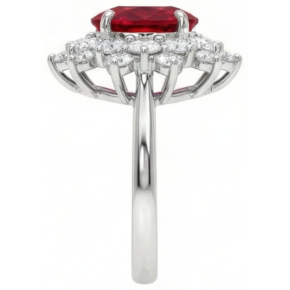6,50 ct natürlicher roter Rubin mit Aus der Erde Abgebauter Natürlicher Diamanten Ring aus echtem Weißgold