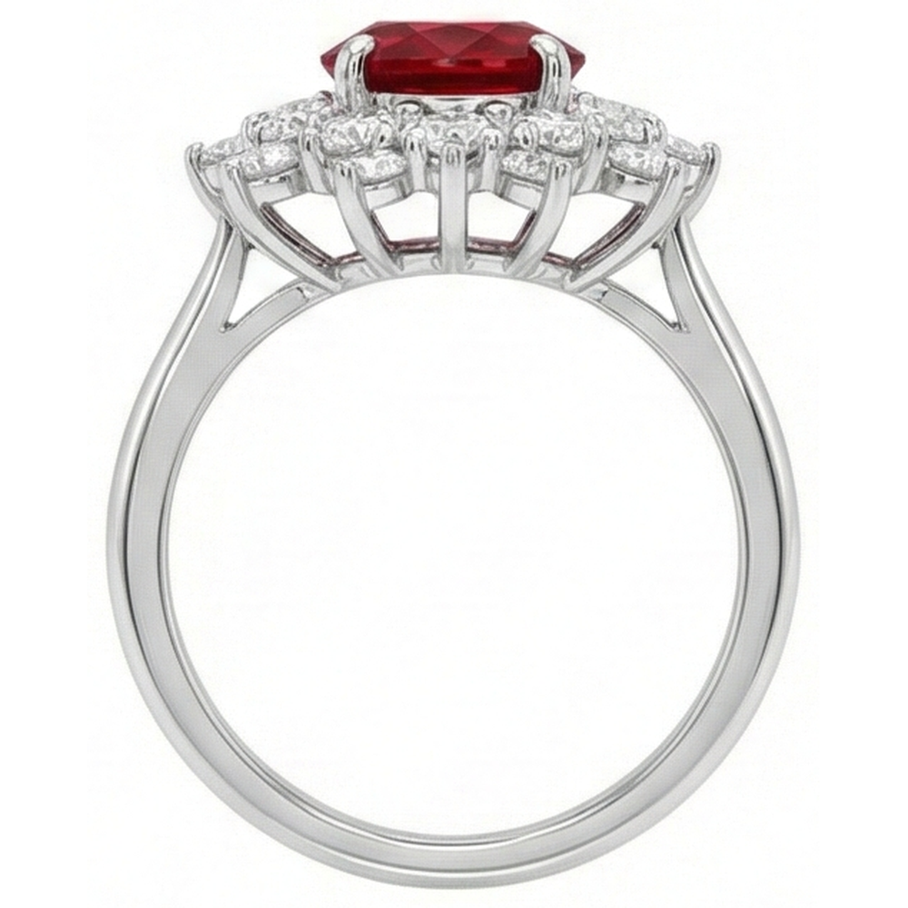 6,50 ct natürlicher roter Rubin mit Aus der Erde Abgebauter Natürlicher Diamanten Ring aus echtem Weißgold