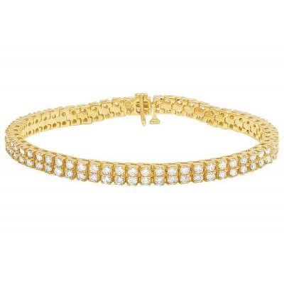 6.70 Karat Doppelreihiges Echt Diamanten Tennisarmband Gelbgold 14K