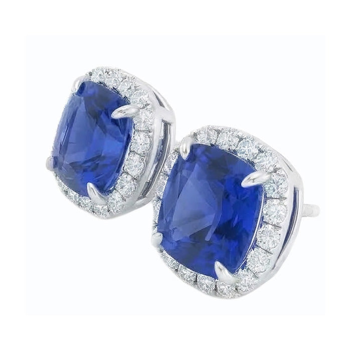 echter round saphir 6.80Karat ohrring Detailansicht