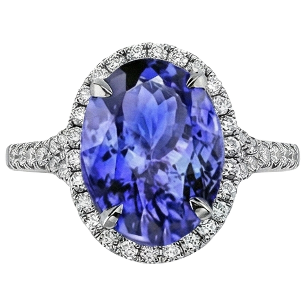 echter oval tansanit 6.85Karat ring Seitenansicht