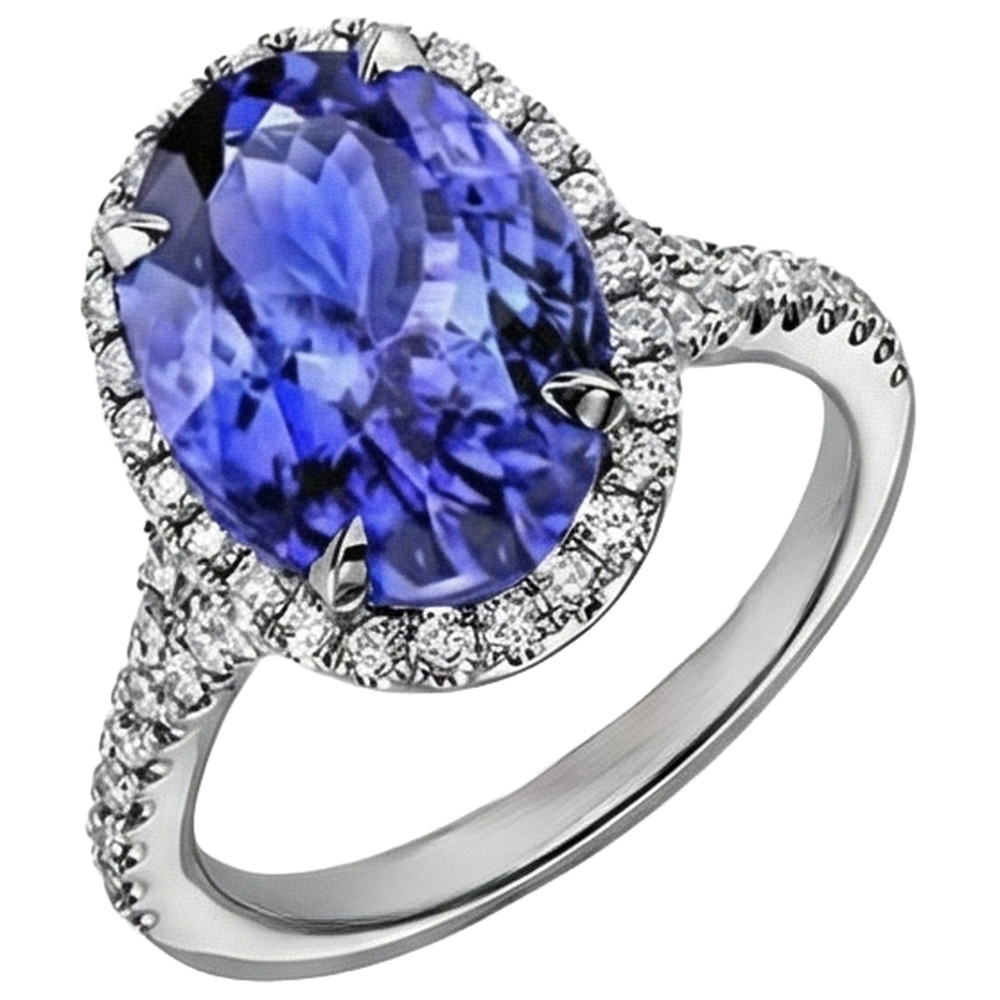 echter oval tansanit 6.85Karat ring Draufsicht