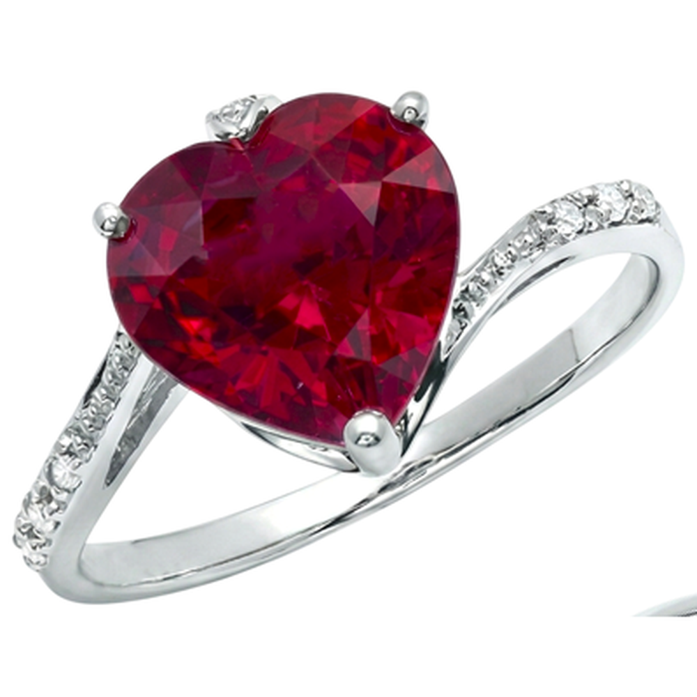 7.20 ct Herzschliff roter Rubin und runder Aus der Erde Abgebauter Natürlicher Diamant Ring Gold Weiß 14K