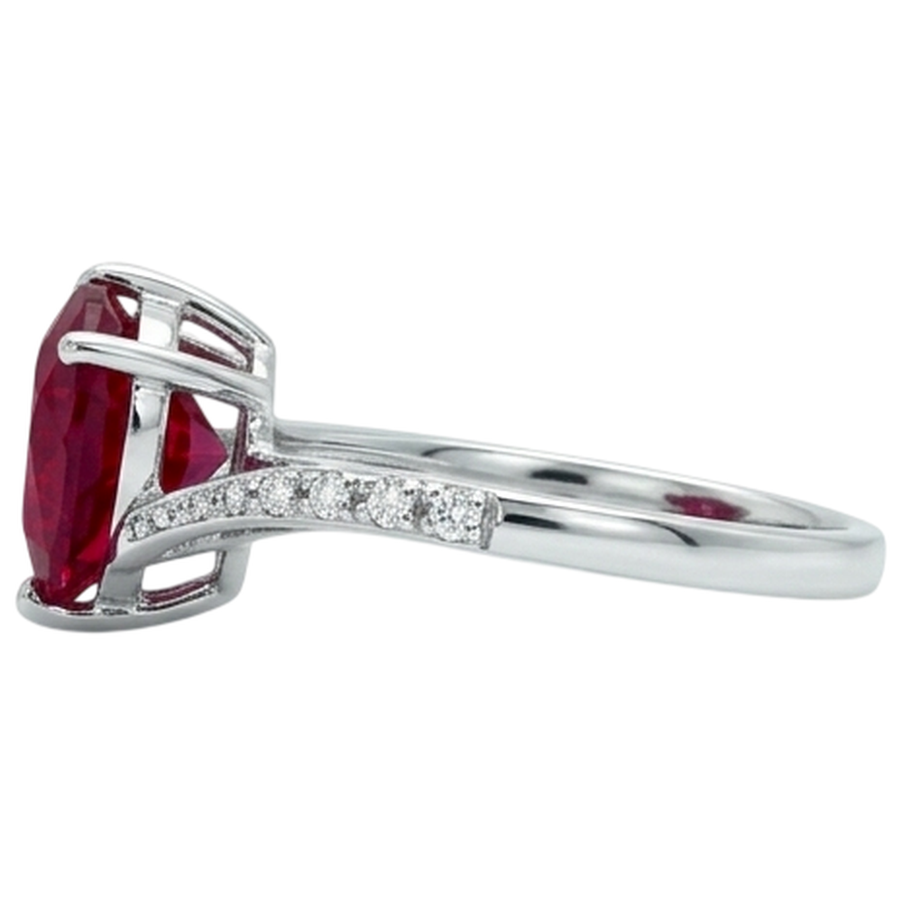 7.20 ct Herzschliff roter Rubin und runder Aus der Erde Abgebauter Natürlicher Diamant Ring Gold Weiß 14K