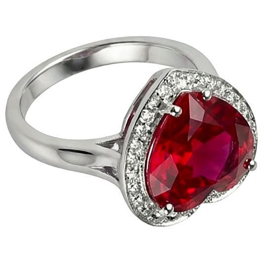 7.25 Kt 14K Gold Schöner Edelstein Ring Roter Rubin Mit Aus der Erde Abgebauter Natürlicher Diamantschmuck