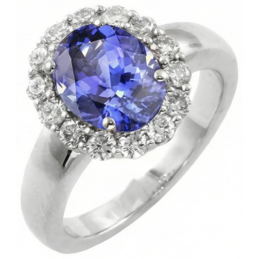 echter oval tansanit 4.25Karat ring Seitenansicht