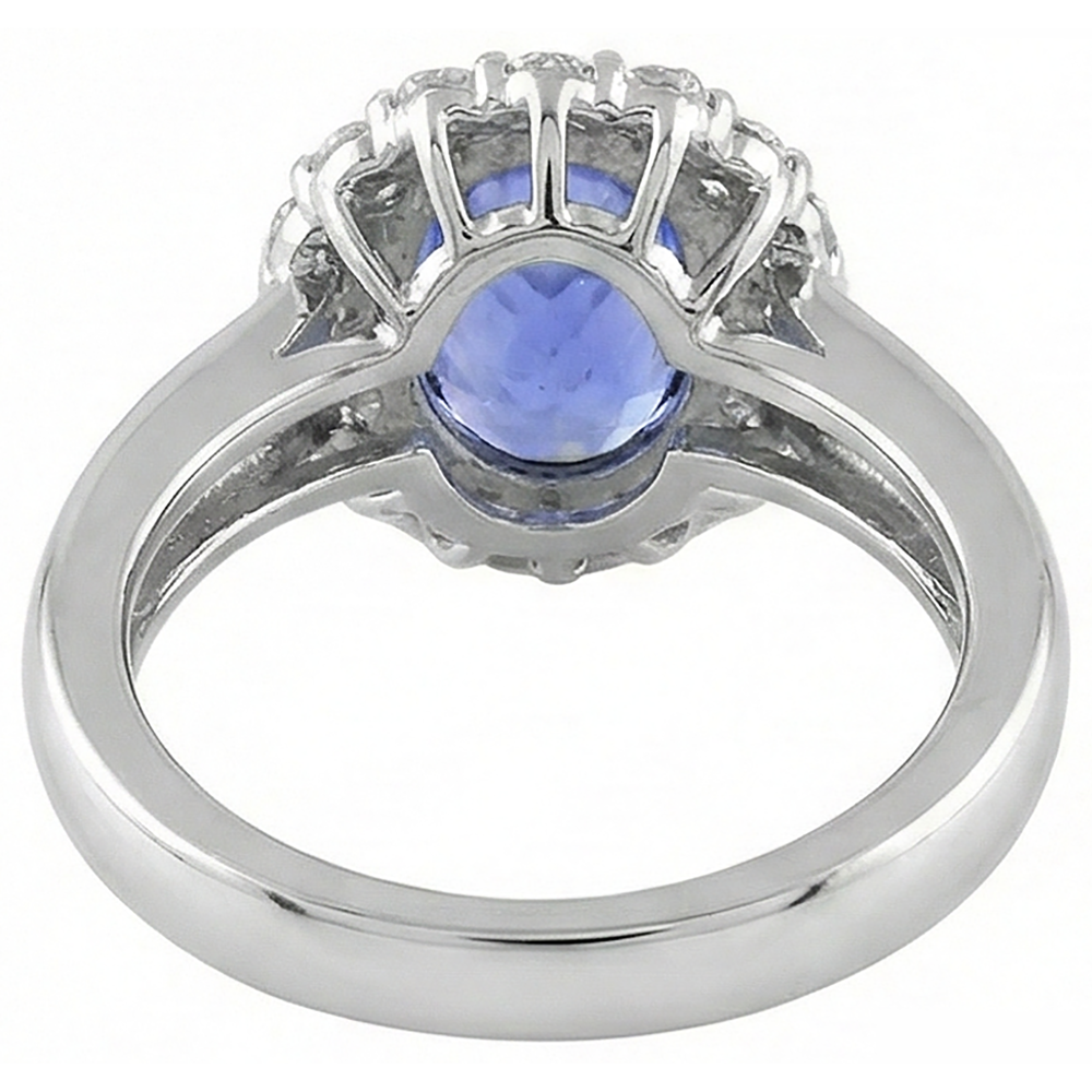 echter oval tansanit 4.25Karat ring mit Diamantbesatz