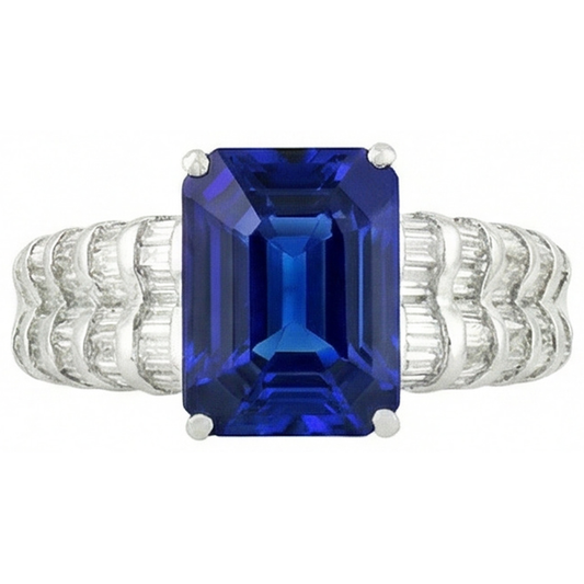 echter baguette saphir 7.51Karat ring Seitenansicht