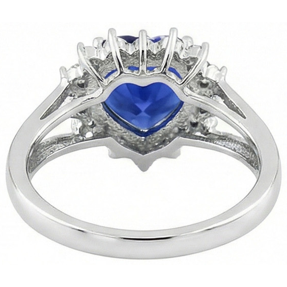 7.61 Ct Herz Sri Lanka Ring mit blauem Saphir und Aus der Erde Abgebauter Natürlicher Diamanten