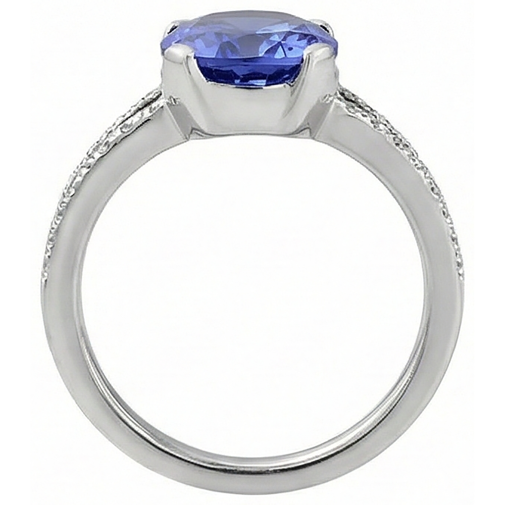 7 Karat Oval Tansanit Aus der Erde Abgebauter Natürlicher Diamanten Verlobungsring Weißgold 14K