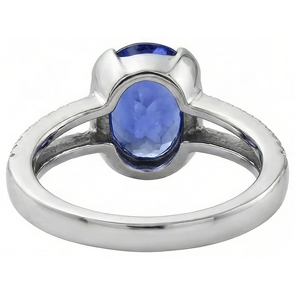 7 Karat Oval Tansanit Aus der Erde Abgebauter Natürlicher Diamanten Verlobungsring Weißgold 14K