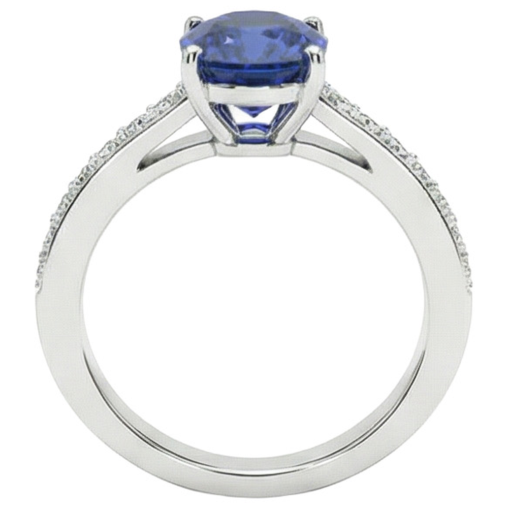 7 Karat Saphir-Aus der Erde Abgebauter Natürlicher Diamant-Verlobungsring