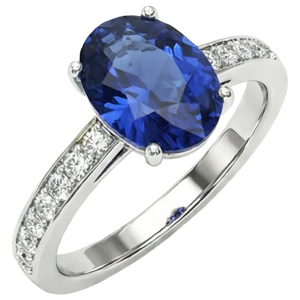 7 Karat Saphir-Aus der Erde Abgebauter Natürlicher Diamant-Verlobungsring