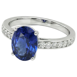 7 Karat Saphir-Aus der Erde Abgebauter Natürlicher Diamant-Verlobungsring
