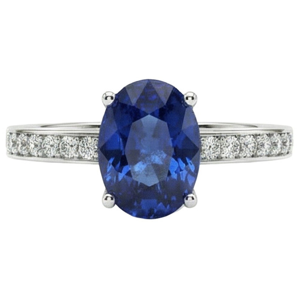 7 Karat Saphir-Aus der Erde Abgebauter Natürlicher Diamant-Verlobungsring