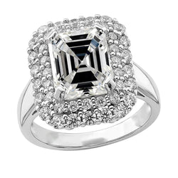 7 Karat moderner Asscher-Echt Diamant-Halo-Ring